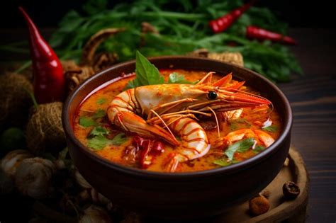 Spicy Hot Tom Yum Goong Premium Ai Generated Image
