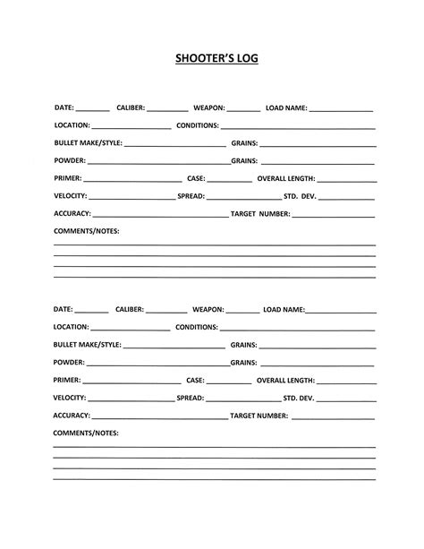 Printable Shooting Log Book Template Bxeattorney