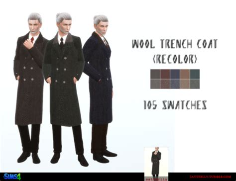 Wool Trench Coat Recolor Wool Trench Coat Trench Coat Sims 4