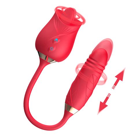 New Licking Rose Vibrator With Dildo All In One Toy RoseSexToys
