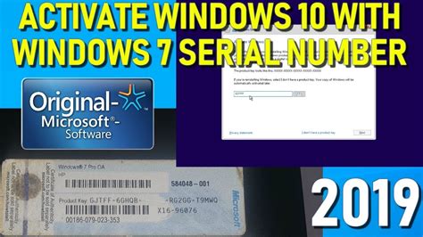 Activate Windows 10 Pro With A Windows 7 Pro Serial Number Key Test 2019 Youtube