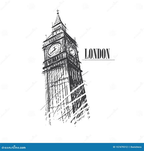 Dibujo De Freehand Sobre El Big Ben En Londres Ilustración Del Vector