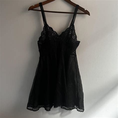 Vintage Black Sheer Lingerie Mini Slip Dress Double Depop
