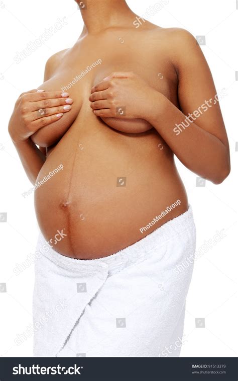 Naked Pregnant Woman Holding Her Breast Stock Photo Shutterstock