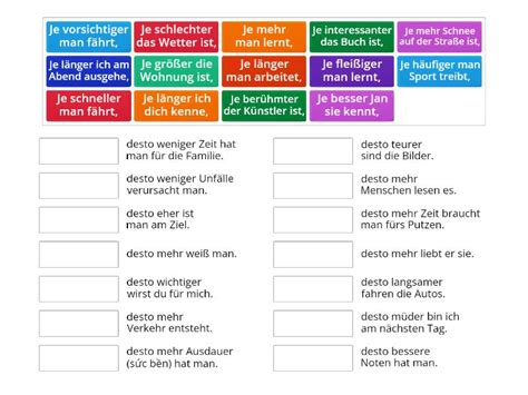 B Lektion Je Desto Zuordnen Match Up
