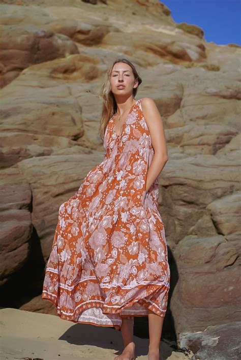 Dress Hs P Tia Maxi Papaya Naked Gypsy