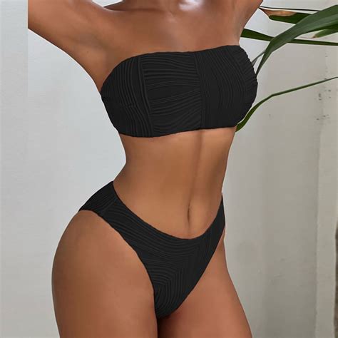 Bonixoom Plus Size Swimsuit For Women Tankini None Solid Bikinis Bikini Summer Swimwears On