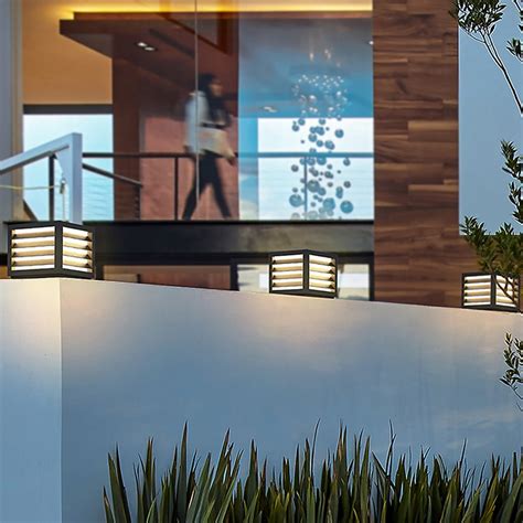 Square Modern LED Fence Post Lights Solar Outdoor Pillar Light ...