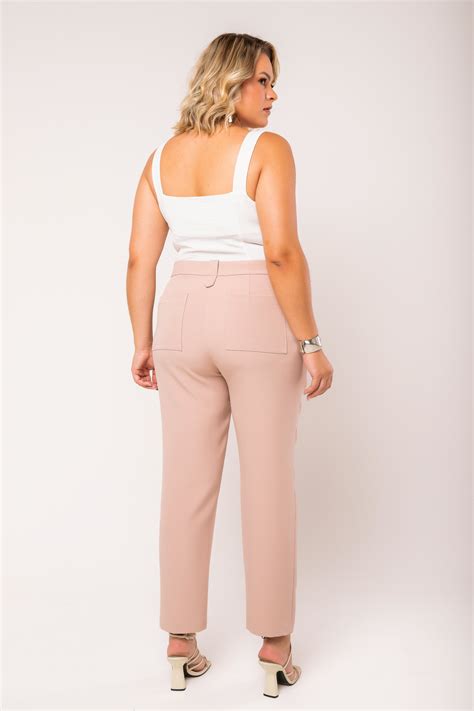 Cal A Crepe Passantes Nude Rery Roupa Feminina Plus Size