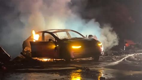 WATCH: Tesla Model 3 Electric Car Bursts in Flames After Accident in
