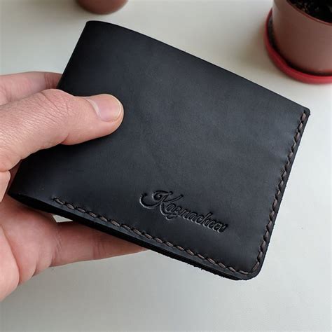 GIFT2U | Кожаный мужской кошелек Purse Compact black leather. Цена ...