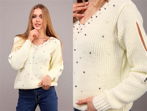 Женский Нарядный Вязаный Свитер 006 в Разных Расцветках — Купить ...