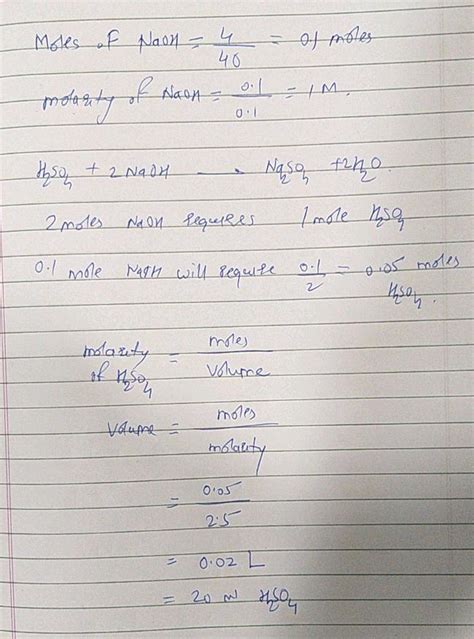 4 Dissolved In 100 Cm Of The Solution A 4 G Naoh Is Dissolved In 100 Ml Water How Many Ml