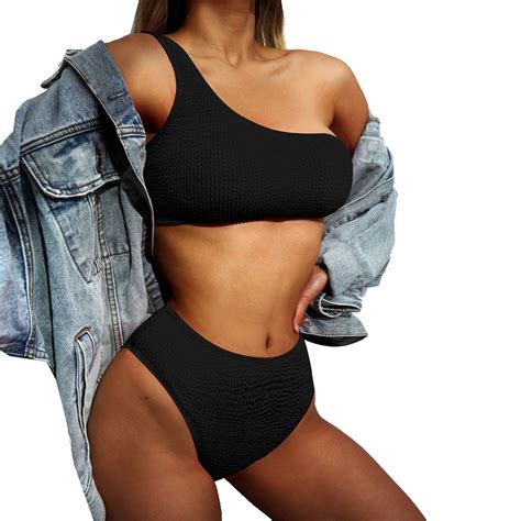 Str J K Pielowy Dwucz Ciowy Bikini Jedno Rami Marszczenie Sexy M Cena