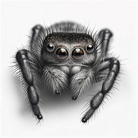 Cute Jumping Spider Tattoo Design White Background PNG File Download ...