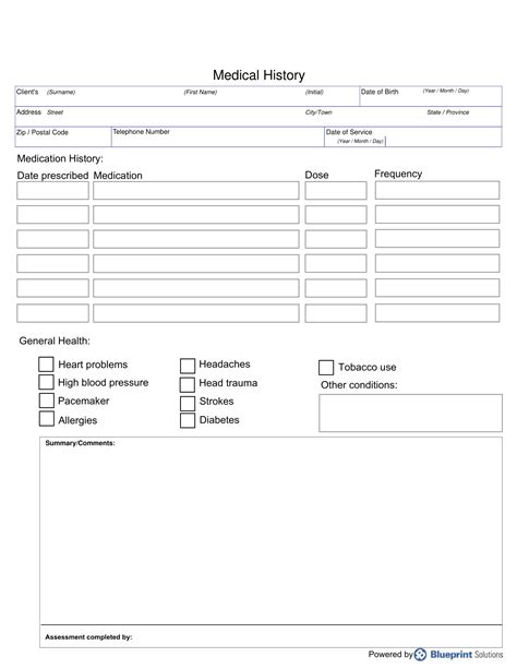 medical history blueprint solutions