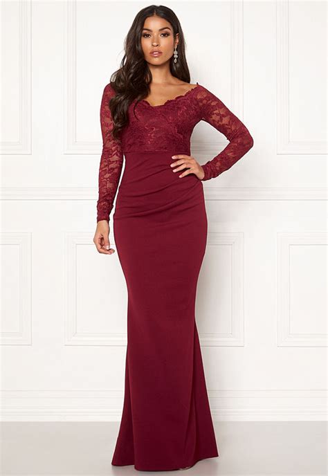 Goddiva Lace Trim Maxi Dress Wine Klänningar Online Modegallerian