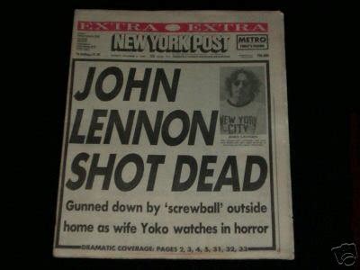 John Lennon-Shot Dead Original New York Post Newspaper | #22690140