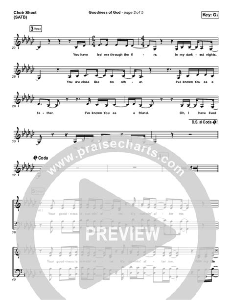 Goodness Of God Choir Sheet Music Pdf Bethel Music Jenn Johnson