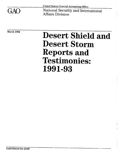 Operation Desert Shield And Desert Storm 91 93 Pdf Gulf War