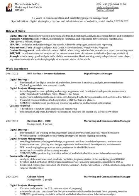 modele cv finance en anglais cv anonyme