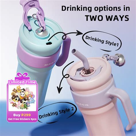 Stainless Steel Tumbler Hot And Cold Tumbler Water Bottle With Straw Handle Mug Thermos Cup