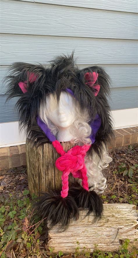 Double Ear Fur Rave Hood Etsy
