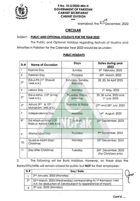 Public Holidays In Pakistan 2023 [complete List] Incpak