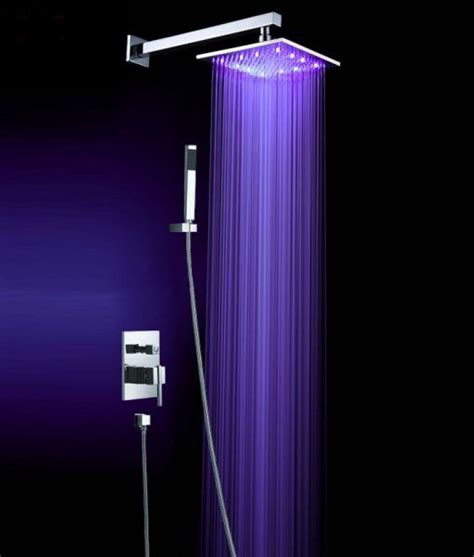 Cohoes Wall Mounted Thermostatic Hot Cold Water Led Rainfall Shower Head Handshower Control