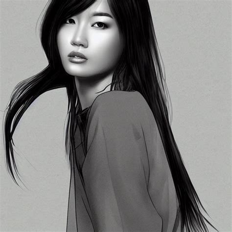 Draw A Beautiful Asian Girl Standing And Posing Style Digital Painting No Nude Arthub Ai