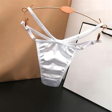 Verstelbare G String Vrouwen Slips Satijn Slipje Strings Zijdeachtig Ondergoed Lingerie Naadloze