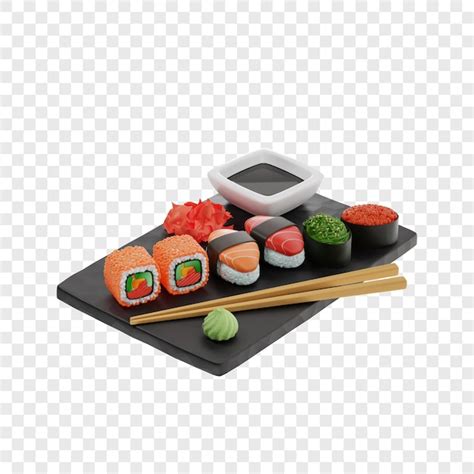 D Sushi Und Rollen Von Drei Arten Rollt Gunkan Nigiri Auf Einem