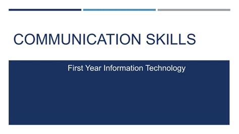 Introduction To Communication Skills Ppt