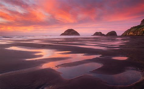 Back Beach Ablaze - NZ Landscape Prints for Sale