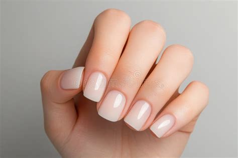 Woman Hands With Elegant Neutral Colors Manicure Beautiful Nude Manicure On Perfect Female
