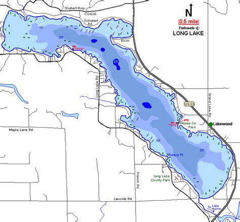 Long Lake Floodings Map Alpena County Michigan Fishing Michigan