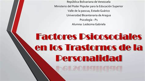 Factores Psicosociales En Los Trastornos De La Personalidad Ppt