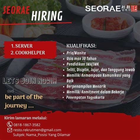 Lowongan Kerja Server Cook Helper Di Seorae Lokerjogja Id