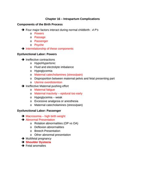 Solution Chap Intrapartum Complications Docx Studypool