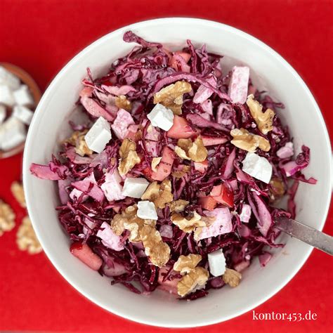 Rotkohlsalat Mit Apfel Feta Und Waln Ssen Rezeptefundus