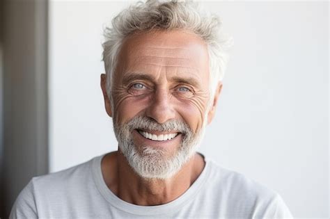 Premium Photo Close Up The Portrait Captures A Mature Mans Timeless Happiness Reminding Us