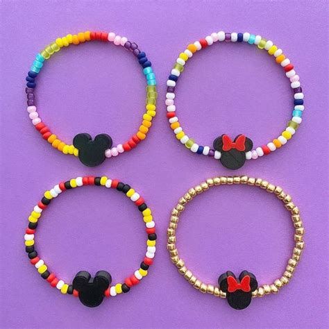 Mickey And Minnie Mouse Beaded Bracelet Etsy Disney Bracelet Beads