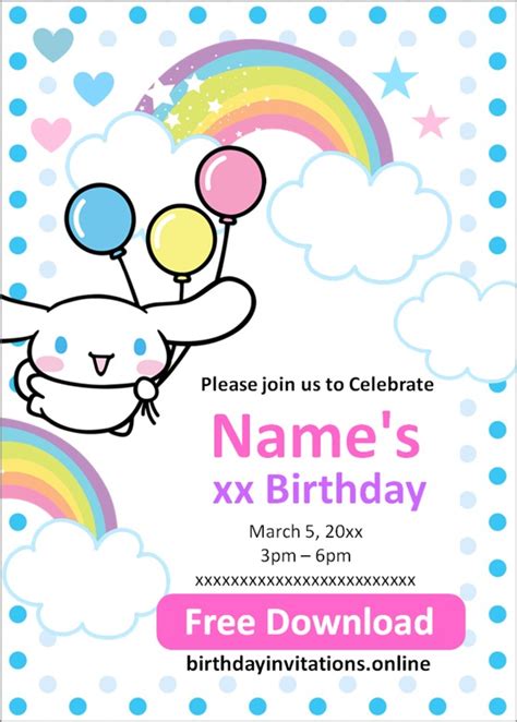 Cinnamoroll Birthday Invitations Birthday Invitations