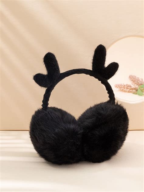 Antler Decor Fuzzy Earmuffs | Earmuffs, Christmas plush, Antler christmas