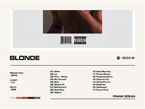 Blonde Frank Ocean Album Poster Framed Poster Spotify Etsy