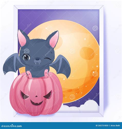 Halloween Series Cute Bat Illustration Stock Illustration ...