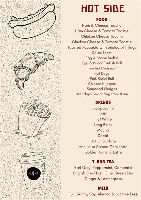 Menu at Rusty Spoon Cafe, Loxton