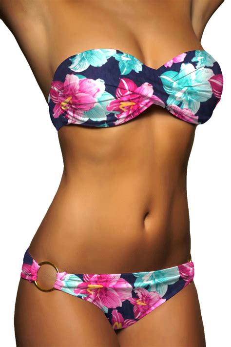 Twist Push Up Bandeau Bikini Set Bunt 058 ALZORA Kaufen Sie