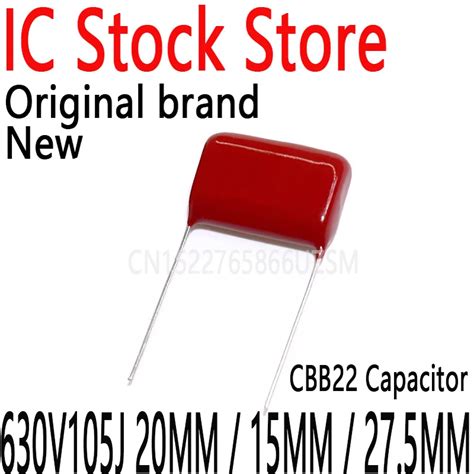 10PCS CBB22 Polyester Film Capacitor 630V 105J 1UF 1000NF Pitch