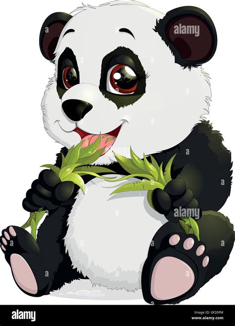 Very Cute Panda Eating Bamboo Stock Vector Image Art Alamy